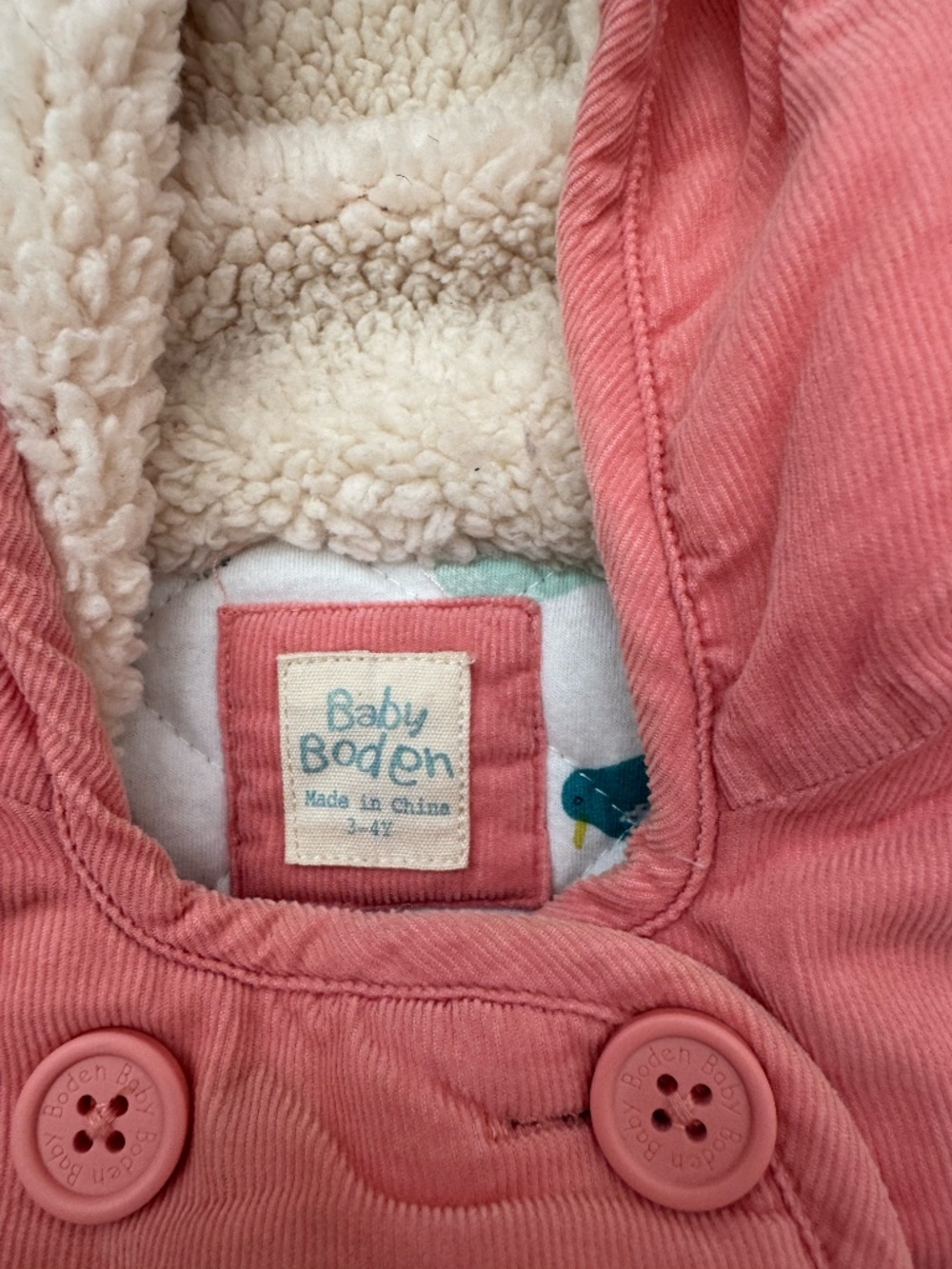 Mini Boden Light Pink Jacket with Hoodie for Girl (3-4yr)